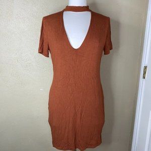 Forever 21 Solid Bodycon Dress Mustard Brown 0X